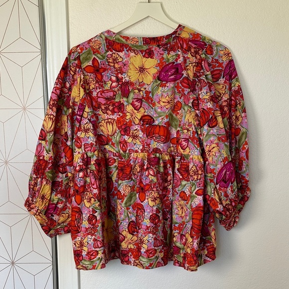 Vici Women's pandora Floral Blouse with split neck - Picture 3 of 4